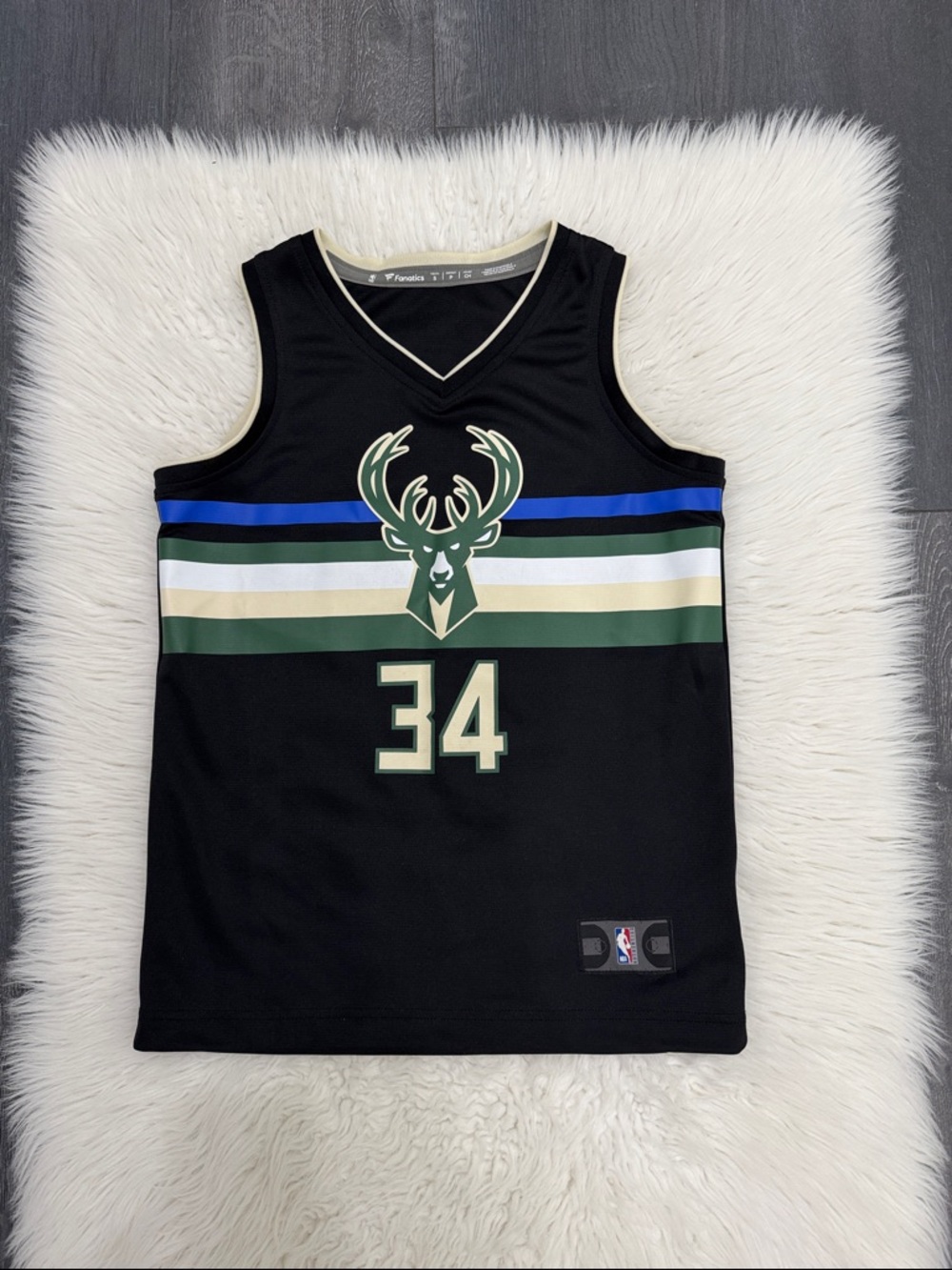 Fanatics Black Milwaukee Bucks Deer Logo Basketball Jersey